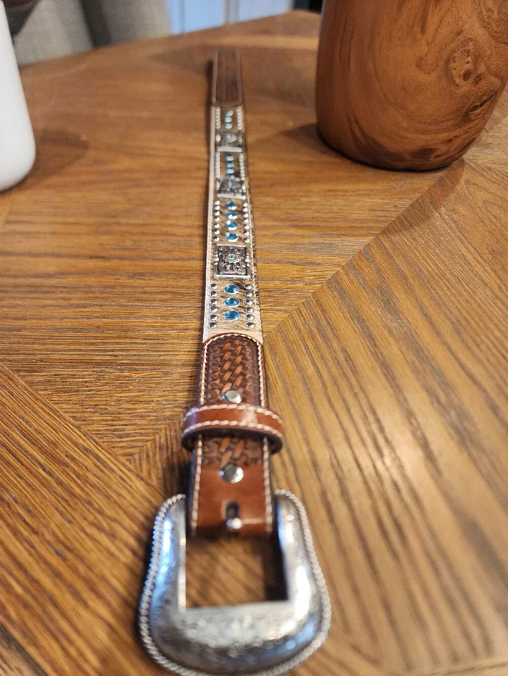 Toddler Boys Nocona Leather Calf Hair Rhinestone Belt 20